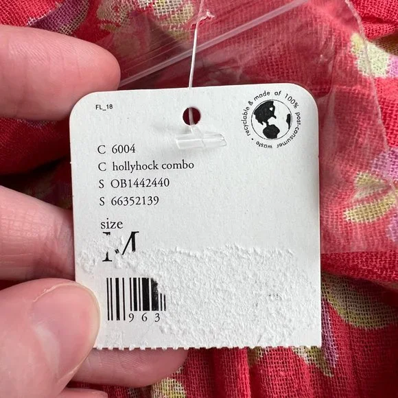 Free People Indigo Molly Tunic Tank Top Blouse Floral Boho Oversized Tie Tassel - Picture 7 of 14